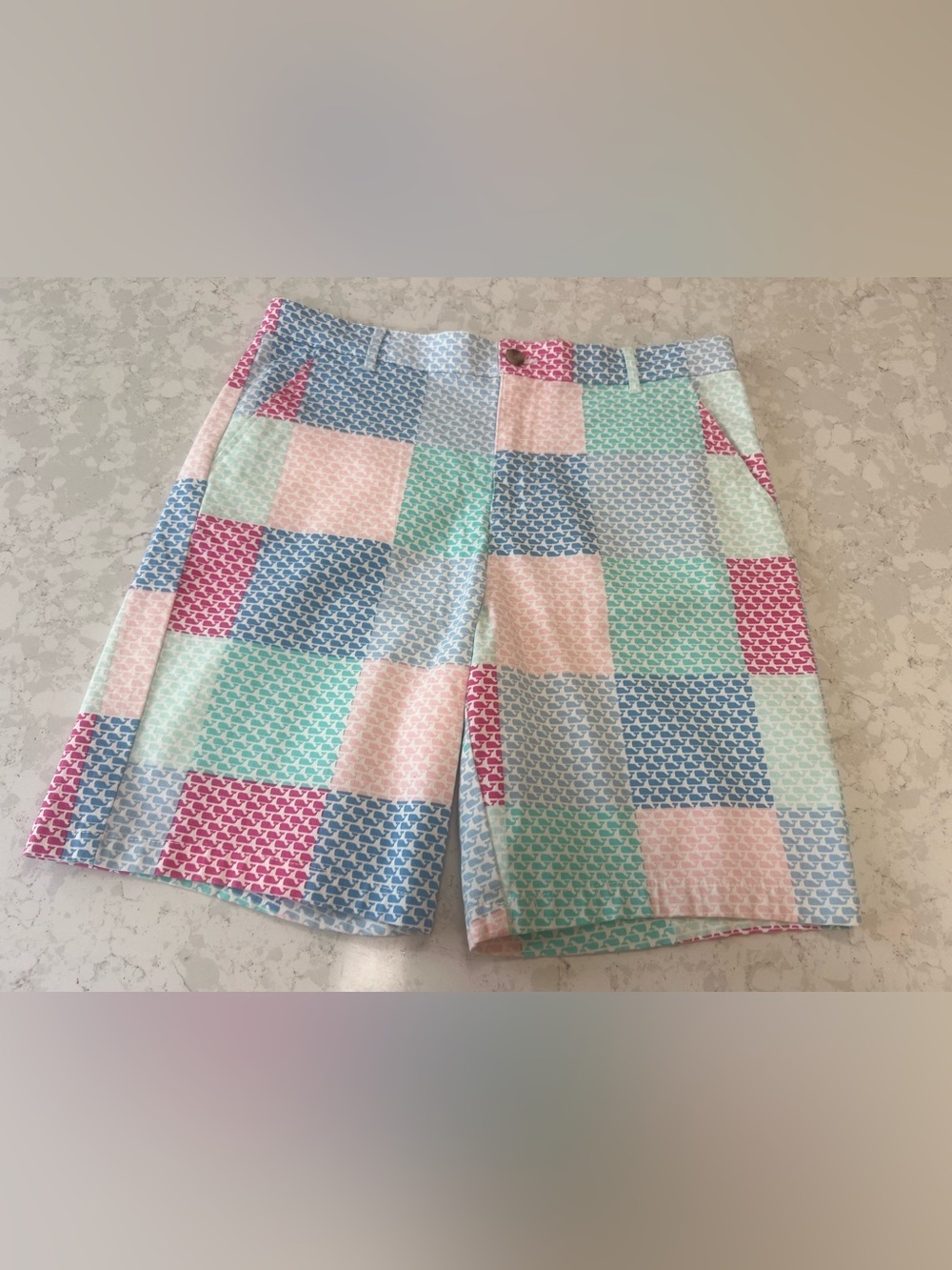 Vineyard Vines Patchwork Whale-Print Shorts - Pink, Blue, Mint